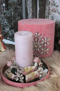 Rózsaszín karácsonyi dekoráció gyertyával 38cm