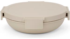 Brabantia Make & Take Lunch Bowl ételhordozó tál, 1000 ml, szivárgás- és légmentes záródás, bepattintós (clip-on) zárómechanizmus, lapos - kerek forma, BPA mentes műanyag, világos bézs - 241864