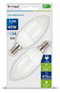 V-TAC 5.5W E14 hideg fehér LED gyertya égő csomag (2 db) - SKU 7293