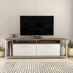 Omar TV-állvány, fehér-dió, 160 cm