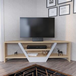 Sares TV-állvány, tölgy-fehér, 120 cm
