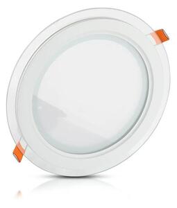 V-TAC süllyeszthető mennyezeti kerek üveg LED panel 12W meleg fehér - SKU 4744