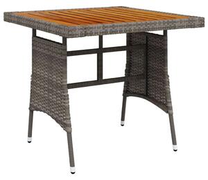 VidaXL szürke polyrattan és tömör akácfa kerti asztal 70 x 70 x 72 cm