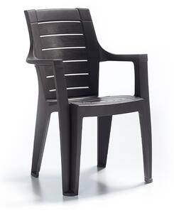 ELEGANCE famintázatú műanyag kültéri karfás szék BARNA