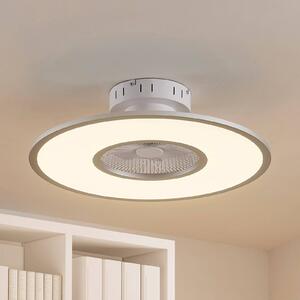 Lindby LED mennyezeti ventilátor Romea, kerek, DC, csendes, 60 cm, dimmelhető, Alu / szürke / cink, Nappali / Étkező, Műanyag, Modern