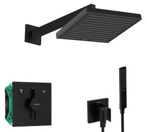 Hansgrohe - Zuhanyszett rejtett keverővel, testtel, 26x26 cm, matt fekete színű SANI21HHH401
