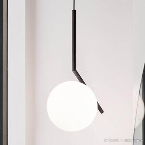 FLOS IC S2 designer lógó világítás, fekete, Ø 30 cm, dimmelhető, Fekete, Nappali / Étkező, Üveg, Dizájn