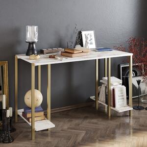 Reader íróasztal, fehér-arany, 125 cm