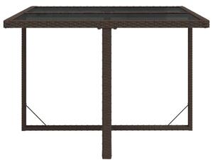 VidaXL barna polyrattan és üveg kerti asztal 109 x 107 x 74 cm