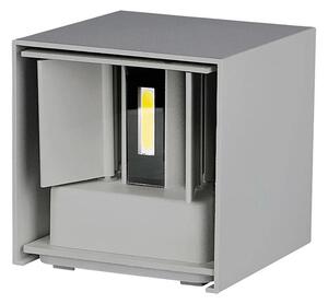 V-TAC 6W kültéri, szürke, szögletes, fali LED lámpa meleg fehér - SKU 7080