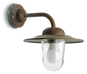 Moretti Luce Casale kültéri fali lámpa, sárgaréz, üveg, IP44, vetület 30 cm, dimmelhető, Bronz / antik sárgaréz, Sárgaréz, Antik