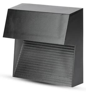 V-TAC 3W fekete LED lépcsővilágítás, szögletes, IP65, meleg fehér - SKU 1398