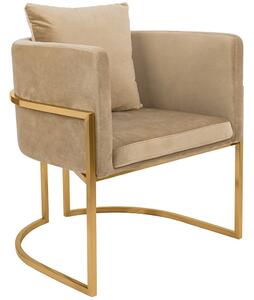 King Home Chloe Velvet Fotel Kaki Arany Vázzal