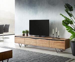 DELIFE TV szekrény Stonegrace 220x35 cm akác természetes 4 ajtós természetes él