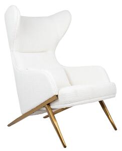 King Home Hampton Teddy Fotel Fehér Plüss Arany Lábakkal
