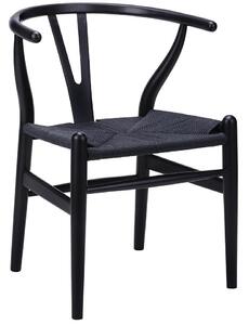 King Home Wishbone Bükkfa Étkezőszék Fekete Fonott Ülőfelülettel