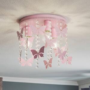 Eko-Light Angelica mennyezeti világítás rózsaszínben, pillangókkal, dimmelhető, Lila / pink / rózsaszín, Gyermekszoba, fém, Fiatalos életstílus