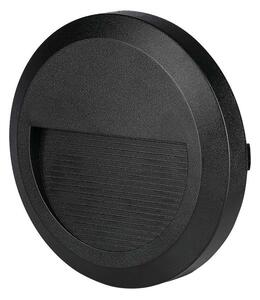 V-TAC 2W fekete LED lépcsővilágítás, kerek, IP65, természetes fehér - SKU 211316