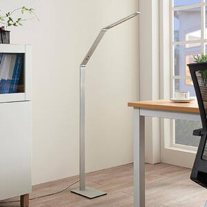 Lucande LED állólámpa Nicano, szürke, fém, CCT, 125cm, dimmelhető, Alu / szürke / cink, Dolgozószoba / Iroda, Alumínium, Modern