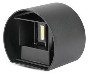 V-TAC 5W kültéri, fekete, kerek, fali LED lámpa meleg fehér - SKU 217081