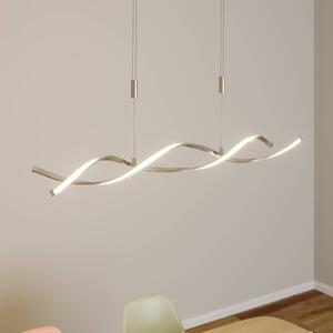 Lindby Auron LED-es függőlámpa, nikkel színű, fém, fényerőszabályozható, dimmelhető, Alu / szürke / cink, Nappali / Étkező, Műanyag, Modern