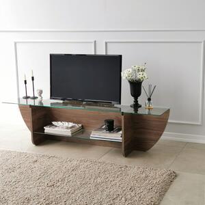 Lily üveg TV-állvány, dió, 158 cm