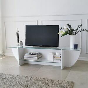 Lily üveg TV-állvány, fehér, 158 cm