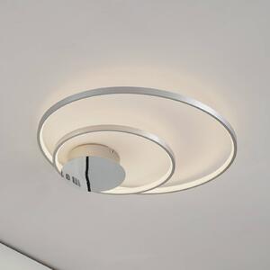 Lindby Nerwin LED mennyezeti lámpa, 65 cm, kerek, alumínium/króm, dimmelhető, Alu / szürke / cink, Nappali / Étkező, Alumínium, Modern