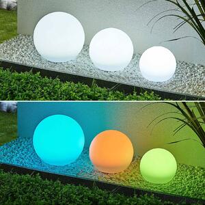 Lindby LED napelemes lámpák Lago, RGBW, 3 darabos szett, gömbök, földi, Fehér / opál, Műanyag, Modern