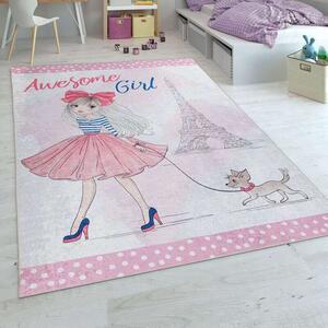Gyerekszoba lány-dizájn nyomtató rózsaszín szőnyeg, modell 20409