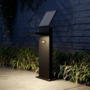 Lucande LED-es napelemes lámpa Silvan, 60 cm, érzékelő, antracit, Fekete, Alumínium, Modern