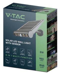 V-TAC 8in1 napelemes 8W LED lámpa, mozgásérzékelővel, meleg fehér - SKU 6844