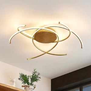 Lindby LED mennyezeti lámpa Yareli, arany, fém, Ø 70cm, dimmelhető, Sárgaréz / arany, Nappali / Étkező, fém, Modern