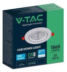 V-TAC süllyeszthető LED SMD mélysugárzó lámpa 20W meleg fehér, 90 Lm/W - SKU 21842