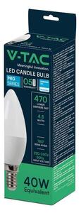 V-TAC 4.5W E14 hideg fehér C37 LED gyertya égő - SKU 21173