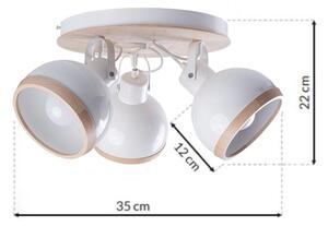 Milagro Oval fehér mennyezeti spot lámpa valódi fa részletekkel 3xE27 (MLP8652)