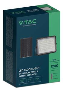V-TAC 12000mAh napelemes LED reflektor 15W hideg fehér, 1200 Lumen, fekete házzal - SKU 7825