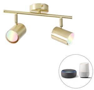 Smart plafondlamp messing verstelbaar incl. 2 Wifi GU10 - Jeana