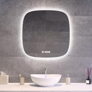 Fürdőszobai design LED tükör 70x70cm Welland Sidan | Páramentesítő - Óra - Fényerő + színhőfok állítás