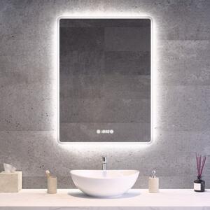 Álló fürdőszobai LED tükör 60x80cm | Páramentesítő - Óra - Fényerő és színhőmérséklet szabályozás | Welland Kath