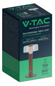 V-TAC 1W homokbarna, érintéssel vezérelhető akkumulátoros LED lámpa, meleg fehér - SKU 7945
