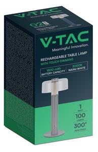 V-TAC 1W szürke, érintéssel vezérelhető akkumulátoros LED lámpa, meleg fehér - SKU 7944