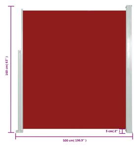 VidaXL piros kihúzható terasznapellenző 160 x 500 cm