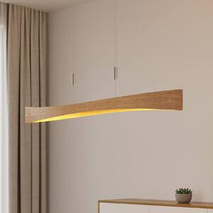Lindby LED-es függőlámpa Beazina, tölgy, fém, 118cm, dimmelhető, Világos fa, Nappali / Étkező, fém, Modern