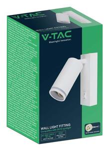 V-TAC fehér fali lámpa kapcsolóval, GU10 foglalattal - SKU 10295