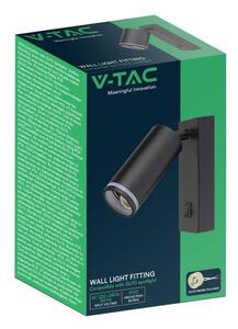 V-TAC fekete fali lámpa kapcsolóval, GU10 foglalattal - SKU 10294