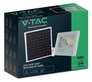 V-TAC napelemes LED reflektor 12W természetes fehér 5000 mAh, fehér házzal - SKU 23018