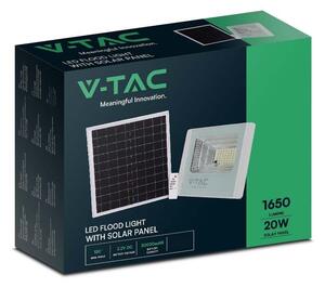 V-TAC napelemes LED reflektor 20W természetes fehér 10000 mAh, fehér házzal - SKU 10408