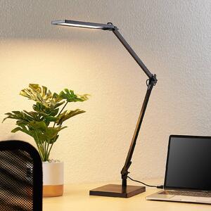 Lindby LED asztali lámpa Antisa, fekete, CCT, dimmelhető, dimmelhető, Fekete, Dolgozószoba / Iroda, Műanyag, Modern