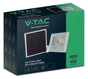 V-TAC napelemes LED reflektor 50W természetes fehér 25000 mAh, fehér házzal - SKU 10415